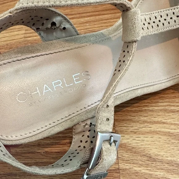 Charles By Charles David Beige Cork & Suede Wedges - Picture 3 of 5